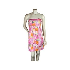 Lilly Pulitzer Womens Strapless Patchwork Dress Size 4 Multicolor Vintage